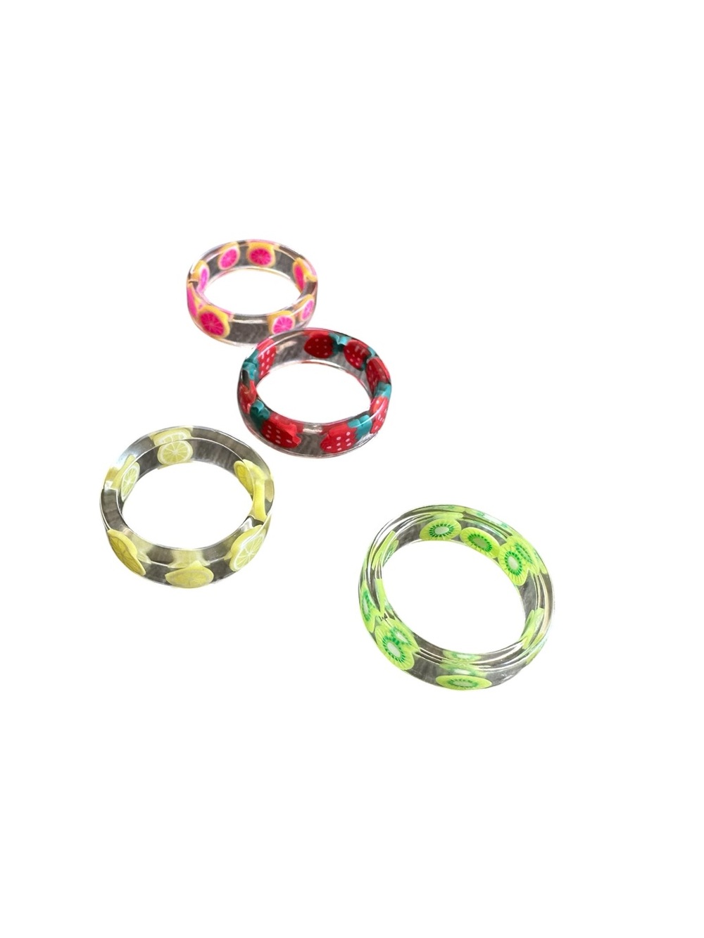 4 Piece Resin Colorful Fruit Ring Set